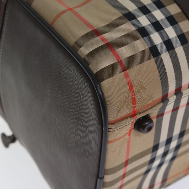 BURBERRYSs Nova Check Boston Bag Canvas Beige Auth yk12405