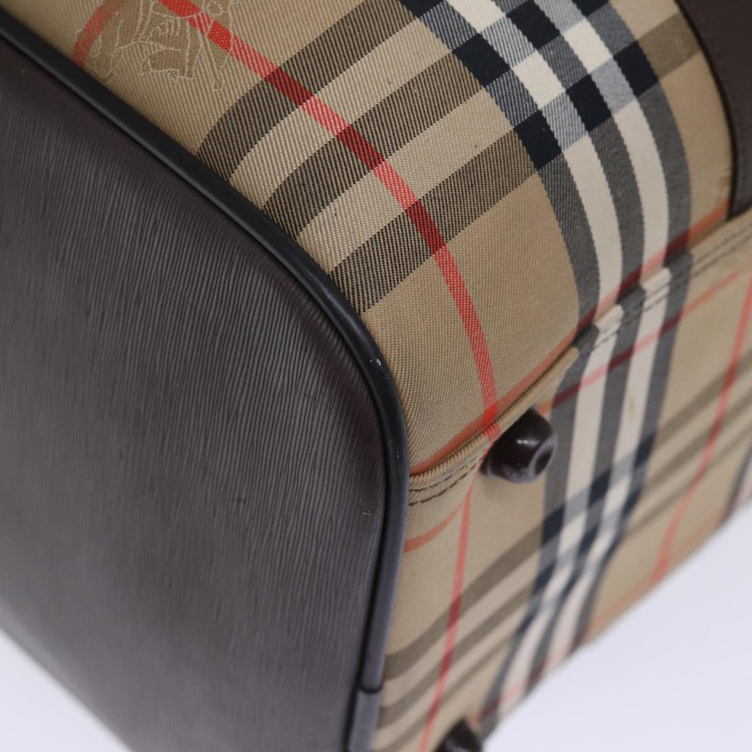 BURBERRYSs Nova Check Boston Bag Canvas Beige Auth yk12405