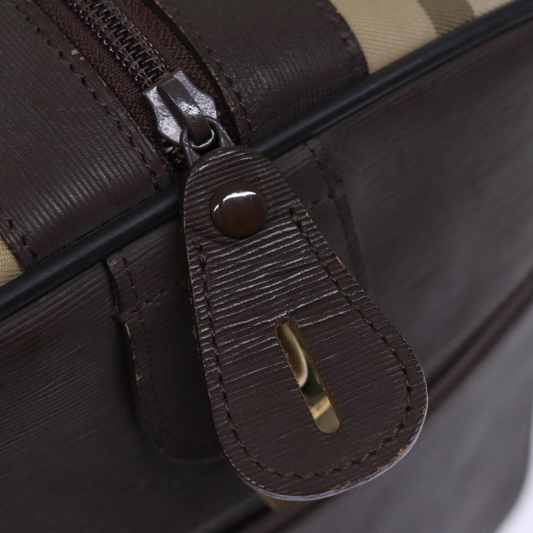 BURBERRYSs Nova Check Boston Bag Canvas Beige Auth yk12405