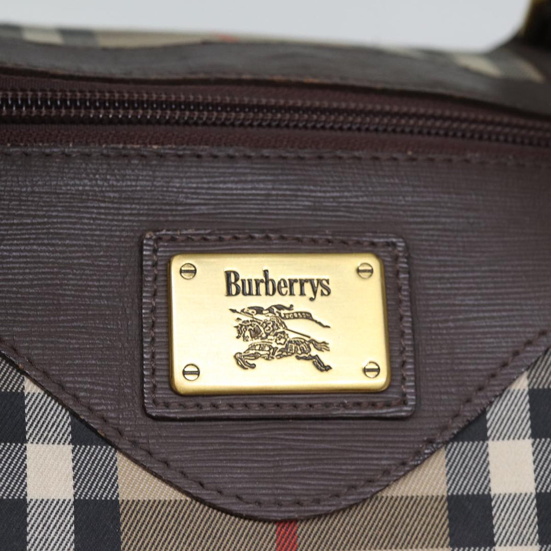 BURBERRYSs Nova Check Boston Bag Canvas Beige Auth yk12405