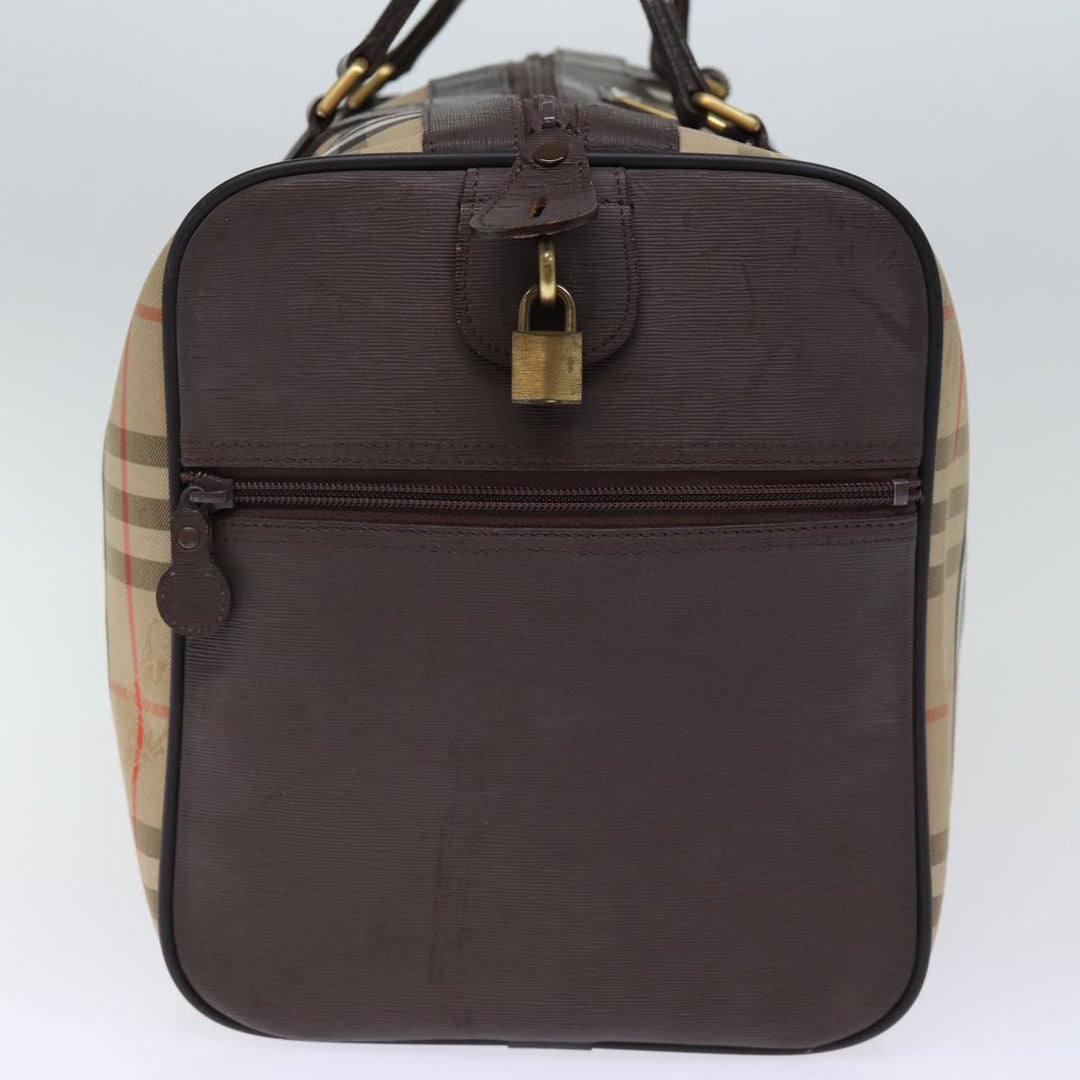 BURBERRYSs Nova Check Boston Bag Canvas Beige Auth yk12405