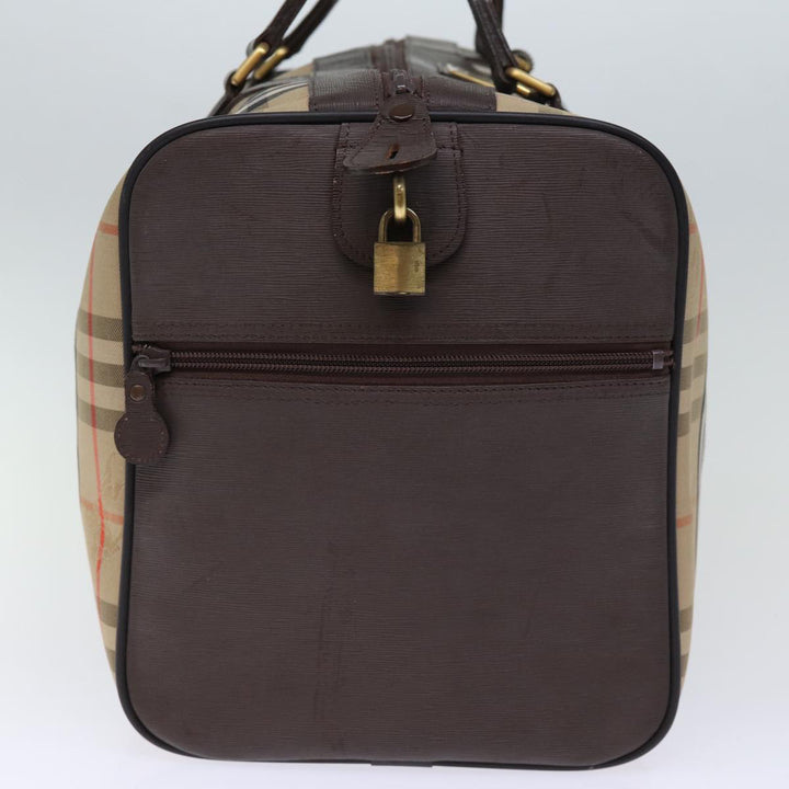 BURBERRYSs Nova Check Boston Bag Canvas Beige Auth yk12405