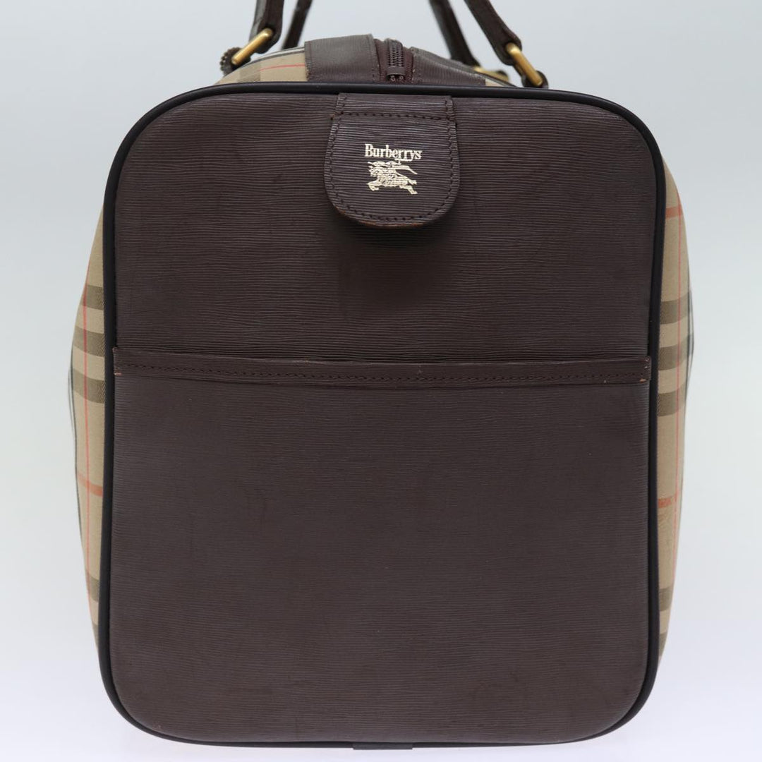 BURBERRYSs Nova Check Boston Bag Canvas Beige Auth yk12405