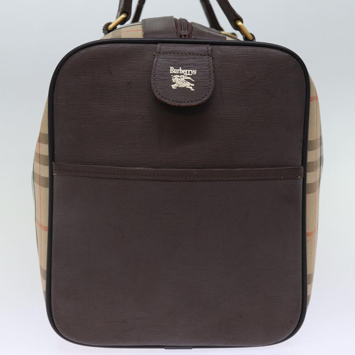 BURBERRYSs Nova Check Boston Bag Canvas Beige Auth yk12405