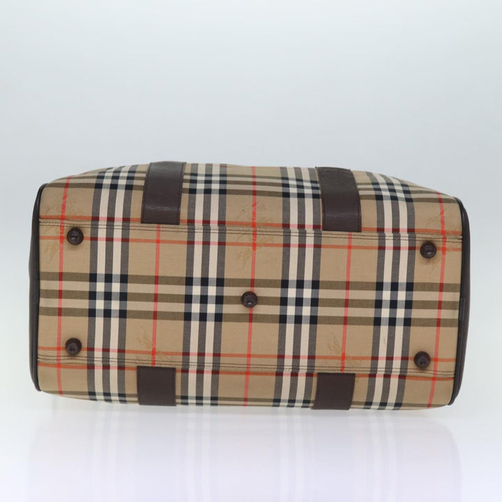 BURBERRYSs Nova Check Boston Bag Canvas Beige Auth yk12405