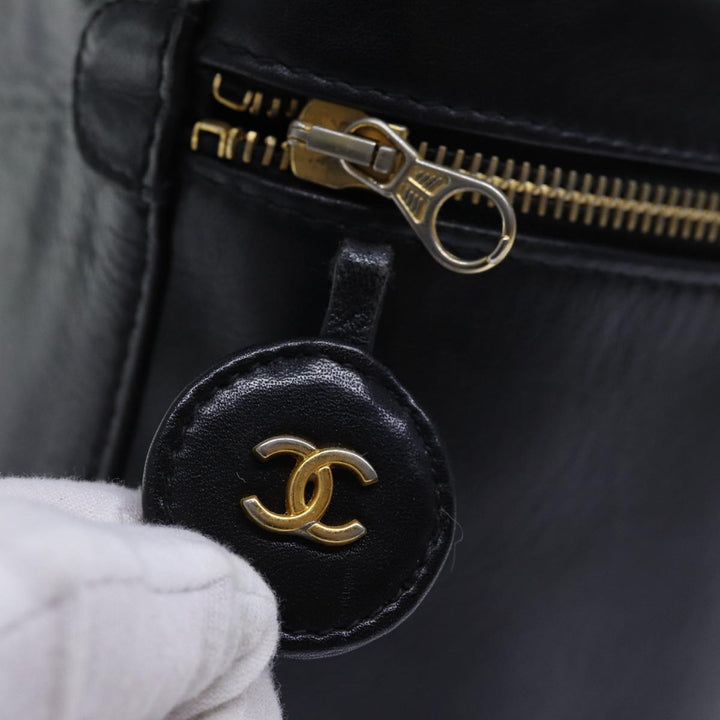 Chanel Bicolole Vanity Cosmetic Pouch Leather Black CC Auth yk12444