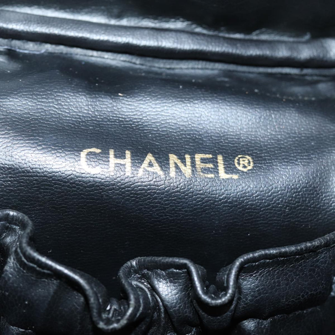 Chanel Bicolole Vanity Cosmetic Pouch Leather Black CC Auth yk12444