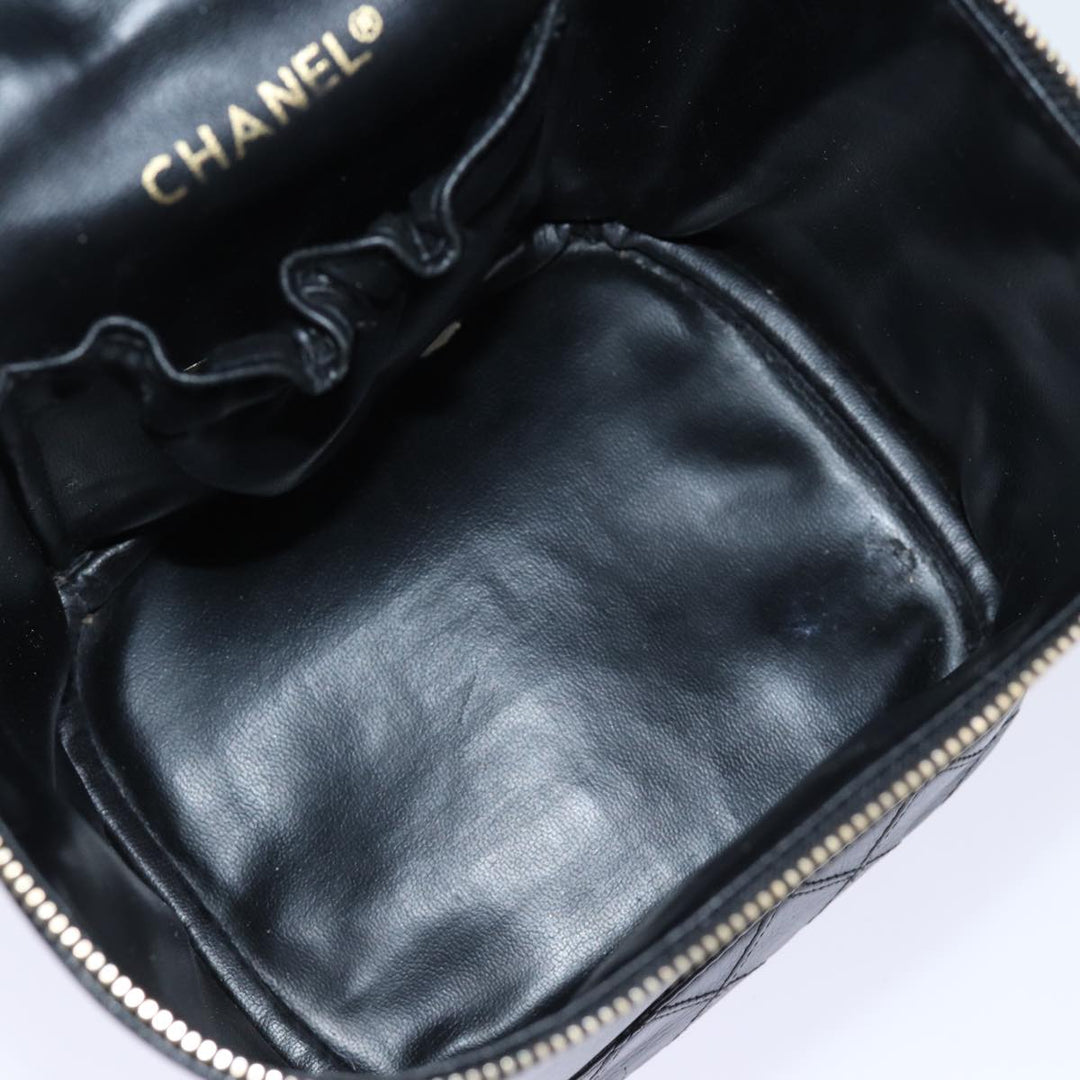 Chanel Bicolole Vanity Cosmetic Pouch Leather Black CC Auth yk12444