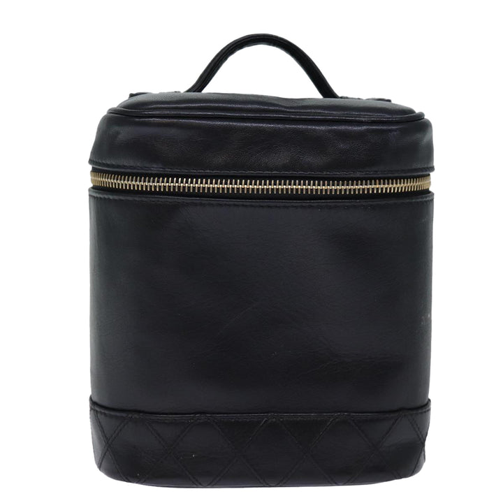 Chanel Bicolole Vanity Cosmetic Pouch Leather Black CC Auth yk12444