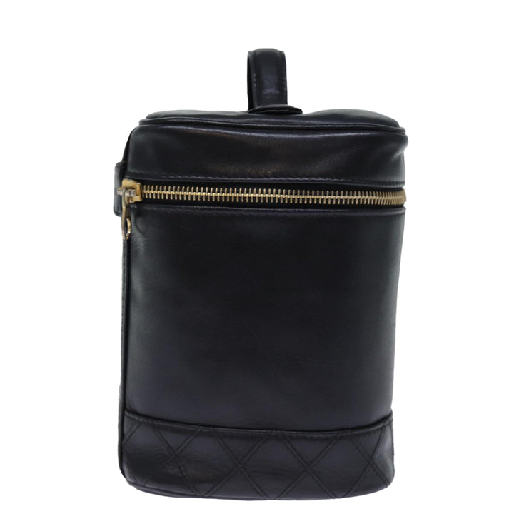 Chanel Bicolole Vanity Cosmetic Pouch Leather Black CC Auth yk12444