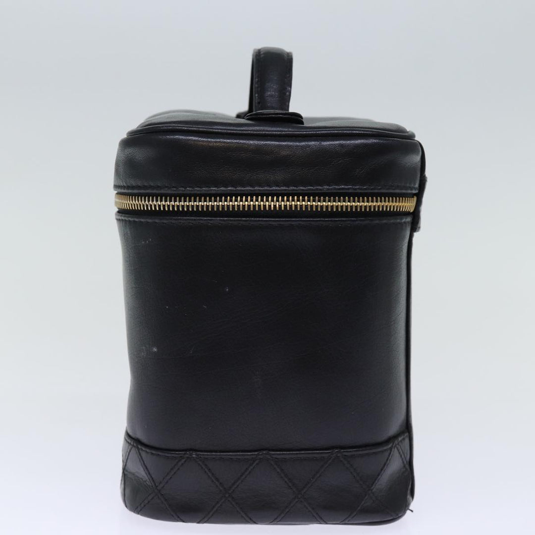 Chanel Bicolole Vanity Cosmetic Pouch Leather Black CC Auth yk12444