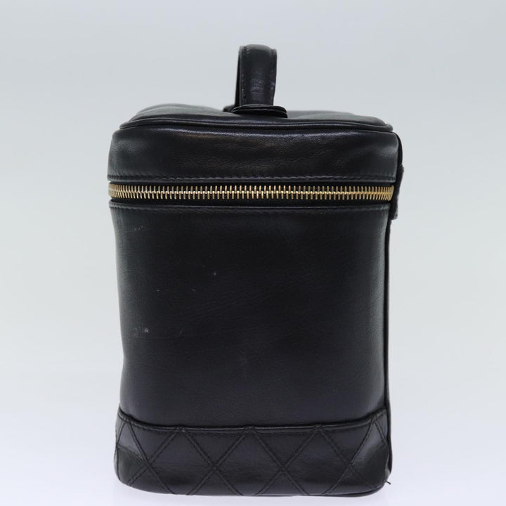 Chanel Bicolole Vanity Cosmetic Pouch Leather Black CC Auth yk12444