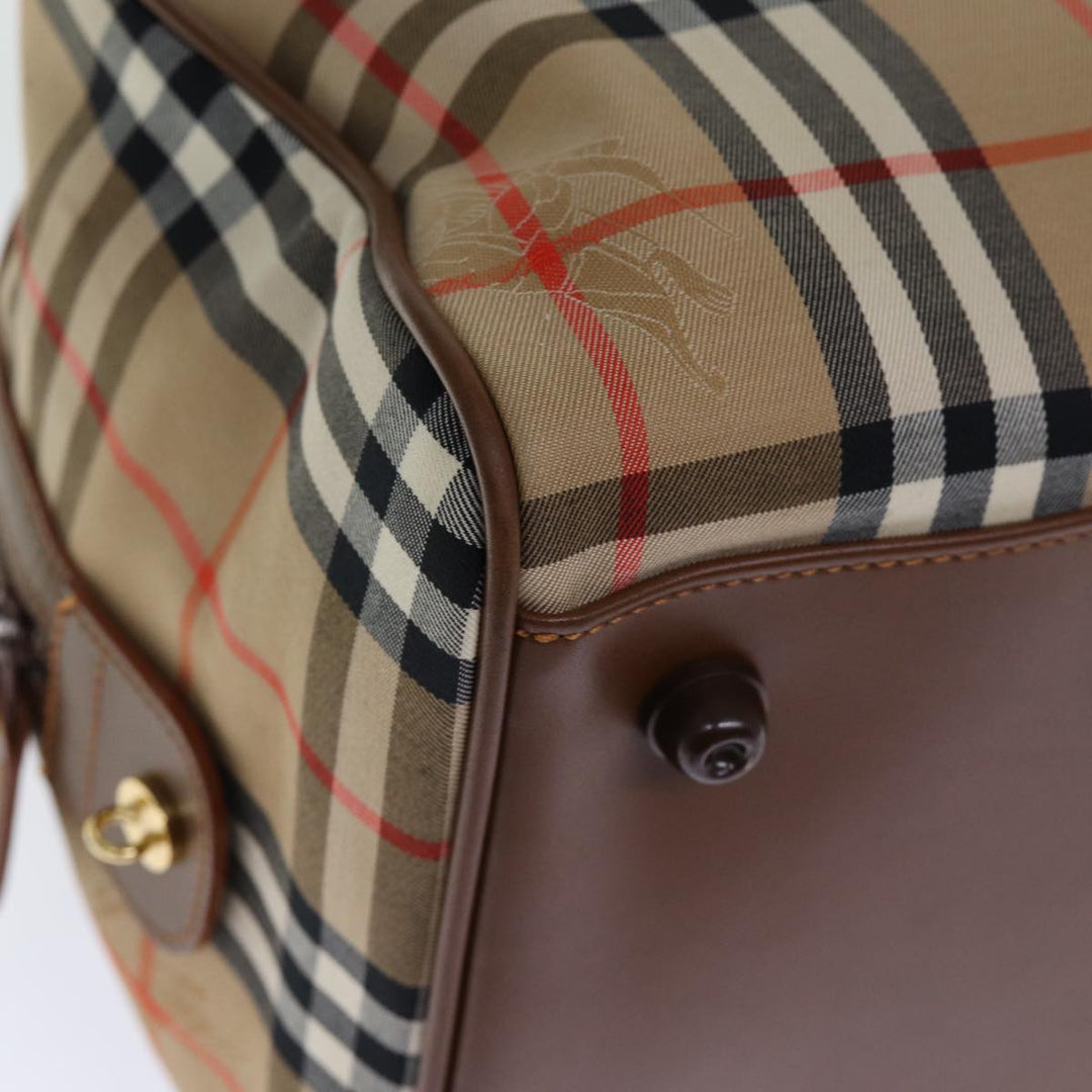 BurberrySs Nova Check Boston Bag Canvas Beige Auth yk12463