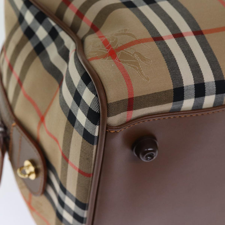 BurberrySs Nova Check Boston Bag Canvas Beige Auth yk12463