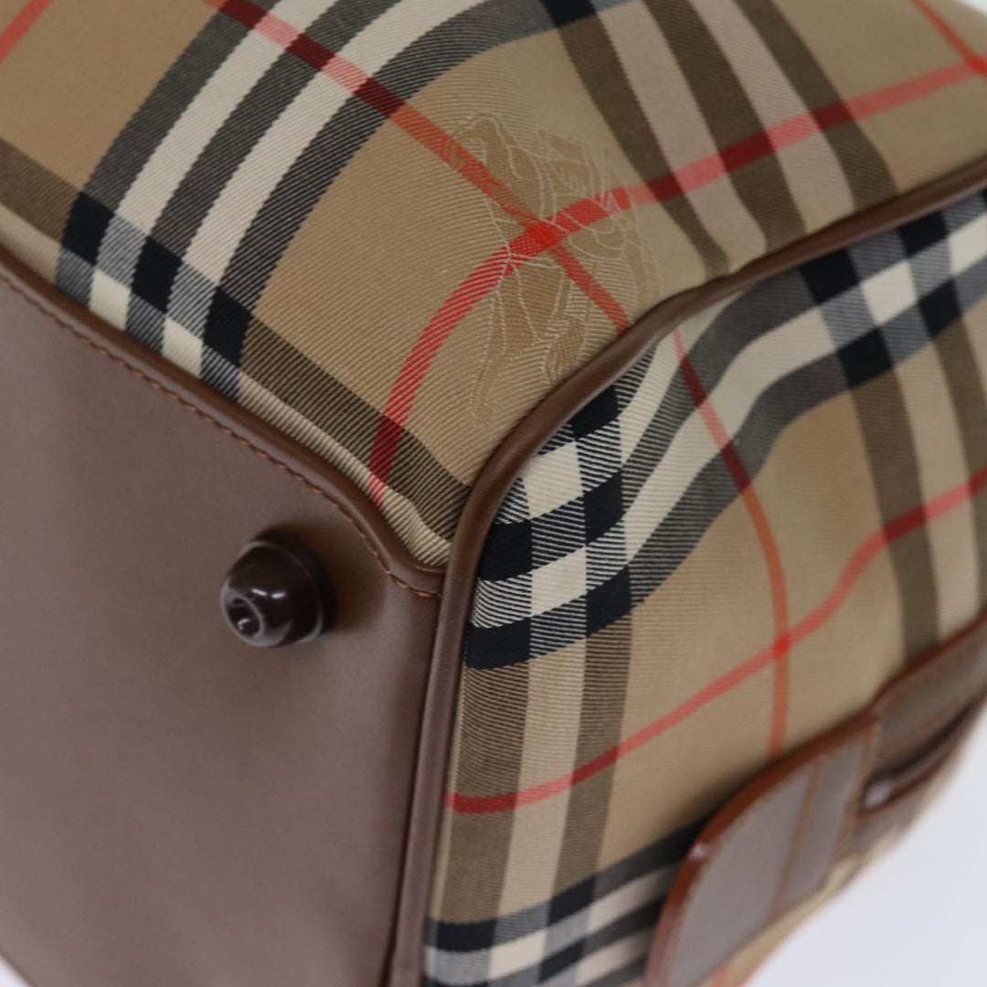 BurberrySs Nova Check Boston Bag Canvas Beige Auth yk12463