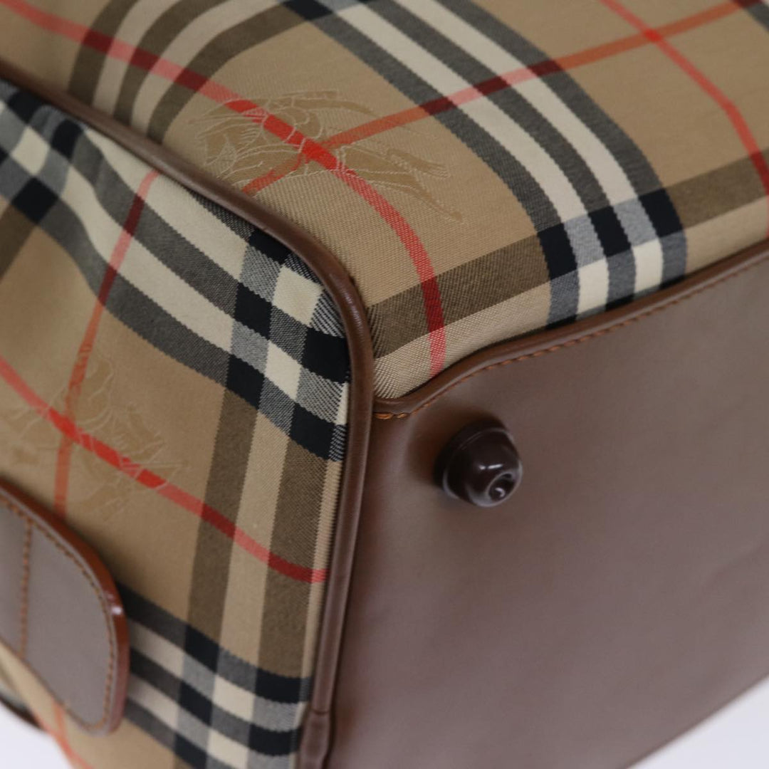 BurberrySs Nova Check Boston Bag Canvas Beige Auth yk12463