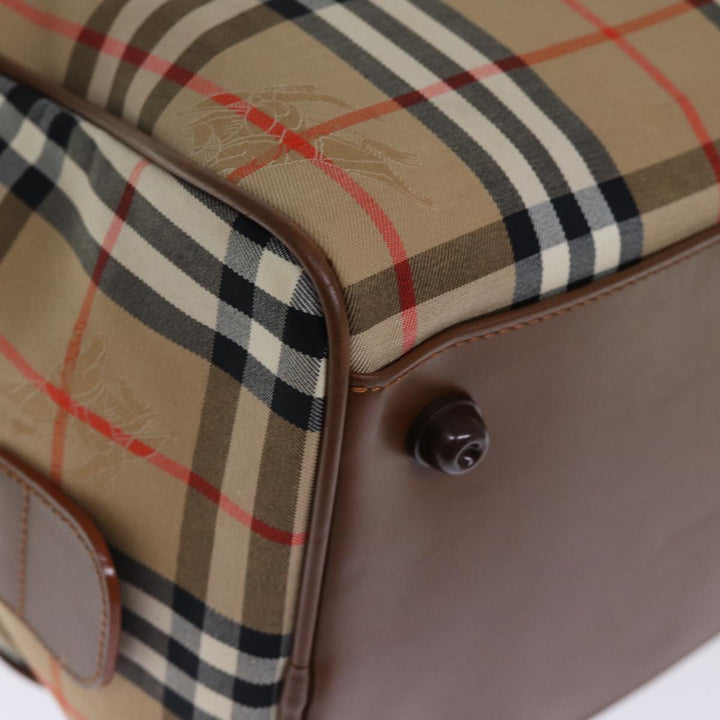 BurberrySs Nova Check Boston Bag Canvas Beige Auth yk12463