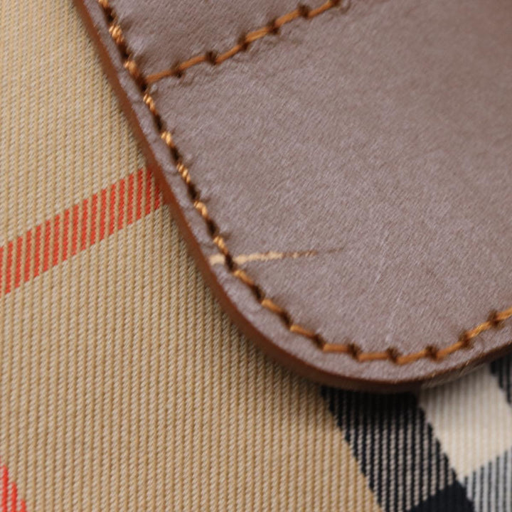 BurberrySs Nova Check Boston Bag Canvas Beige Auth yk12463