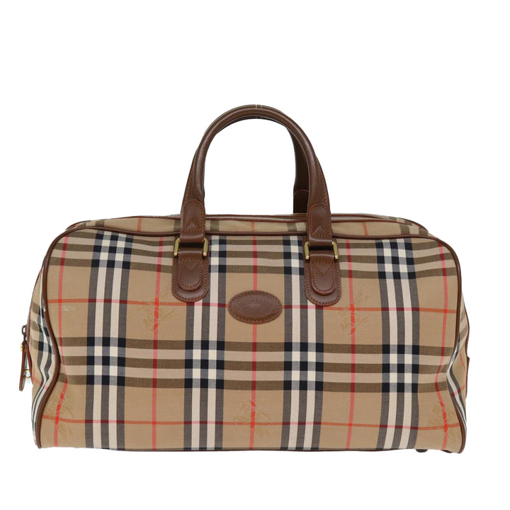 BurberrySs Nova Check Boston Bag Canvas Beige Auth yk12463