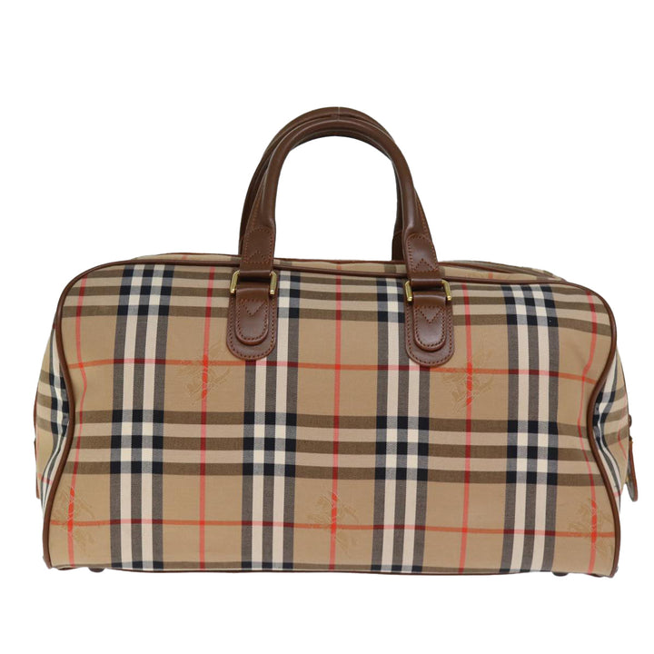 BurberrySs Nova Check Boston Bag Canvas Beige Auth yk12463