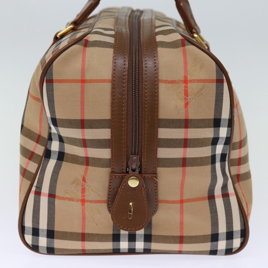 BurberrySs Nova Check Boston Bag Canvas Beige Auth yk12463
