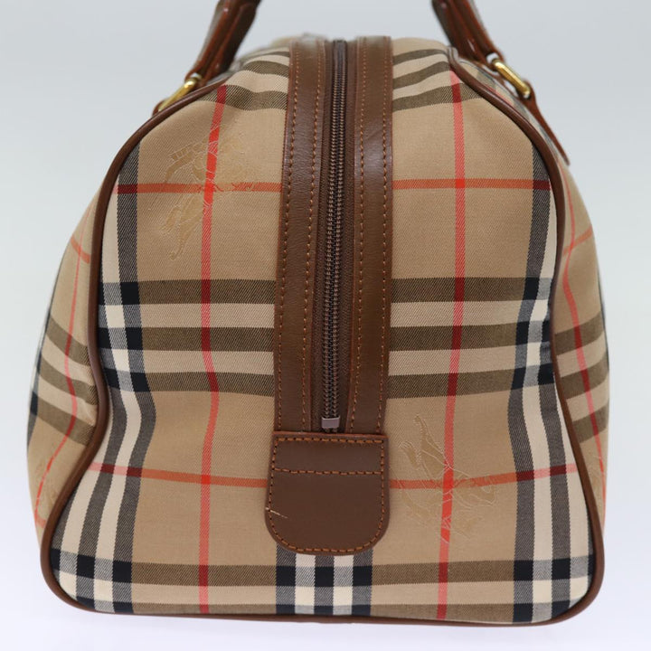 BurberrySs Nova Check Boston Bag Canvas Beige Auth yk12463