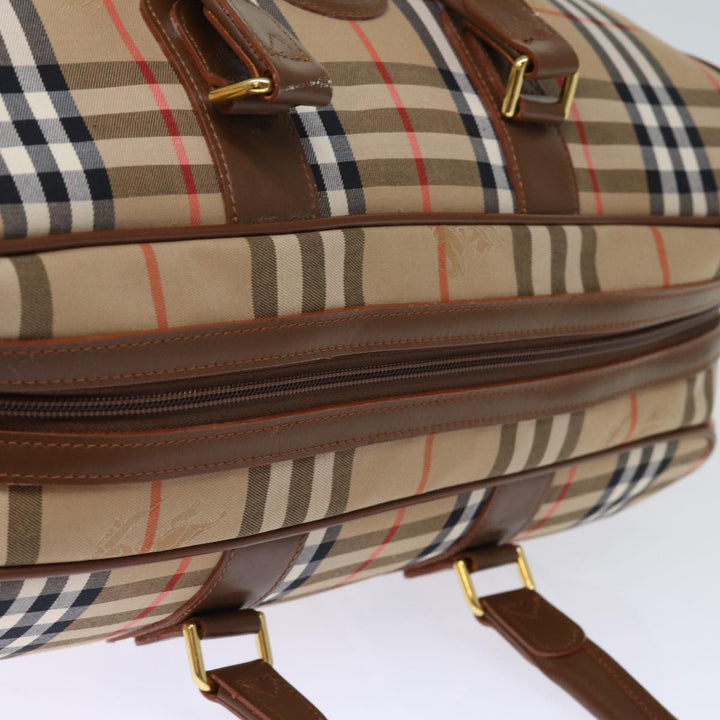 BurberrySs Nova Check Boston Bag Canvas Beige Auth yk12463