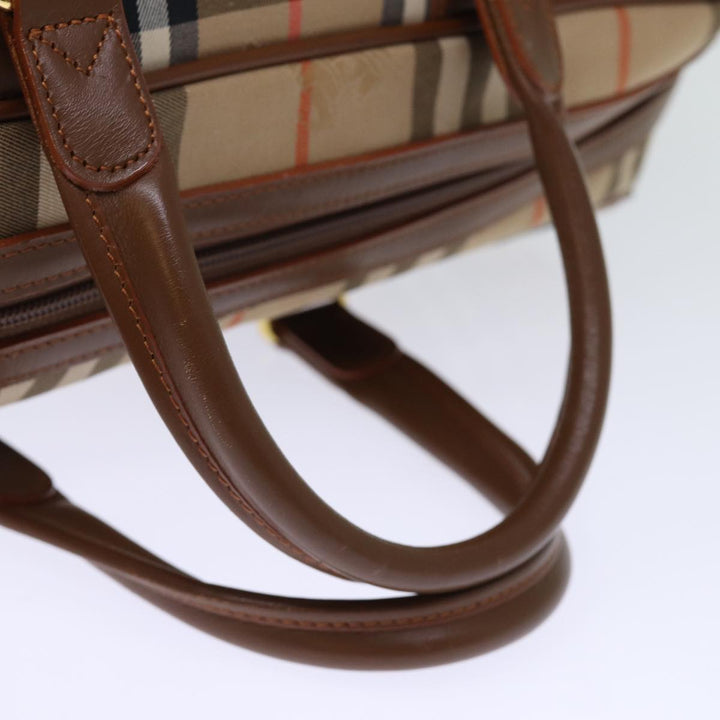 BurberrySs Nova Check Boston Bag Canvas Beige Auth yk12463