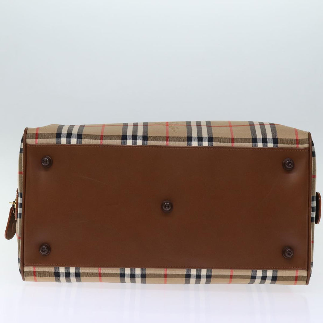 BurberrySs Nova Check Boston Bag Canvas Beige Auth yk12463