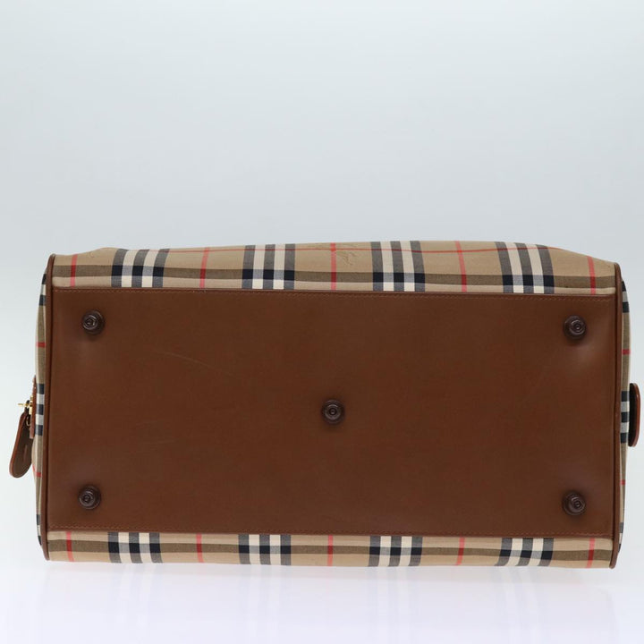 BurberrySs Nova Check Boston Bag Canvas Beige Auth yk12463