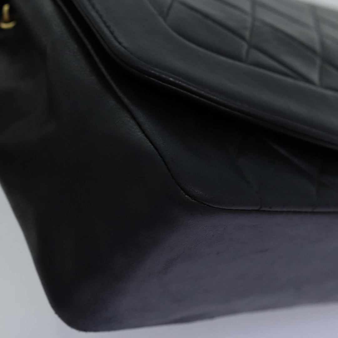 Chanel Diana Matelasse Chain Shoulder Bag Lamb Skin Black CC Auth yk12474