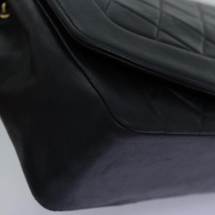 Chanel Diana Matelasse Chain Shoulder Bag Lamb Skin Black CC Auth yk12474