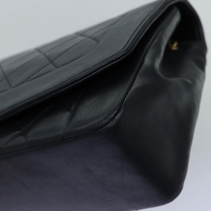 Chanel Diana Matelasse Chain Shoulder Bag Lamb Skin Black CC Auth yk12474