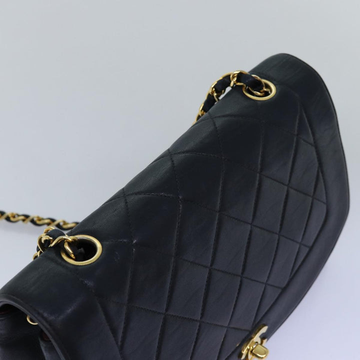 Chanel Diana Matelasse Chain Shoulder Bag Lamb Skin Black CC Auth yk12474