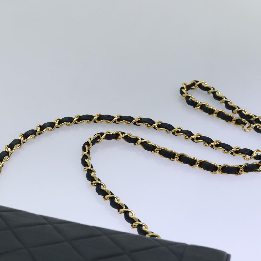 Chanel Diana Matelasse Chain Shoulder Bag Lamb Skin Black CC Auth yk12474