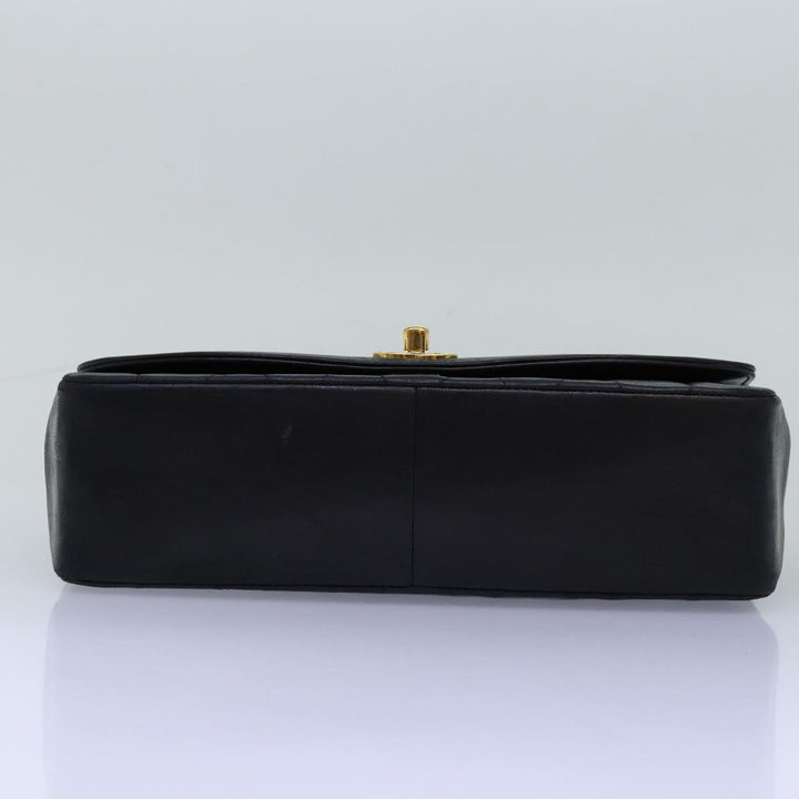 Chanel Diana Matelasse Chain Shoulder Bag Lamb Skin Black CC Auth yk12474