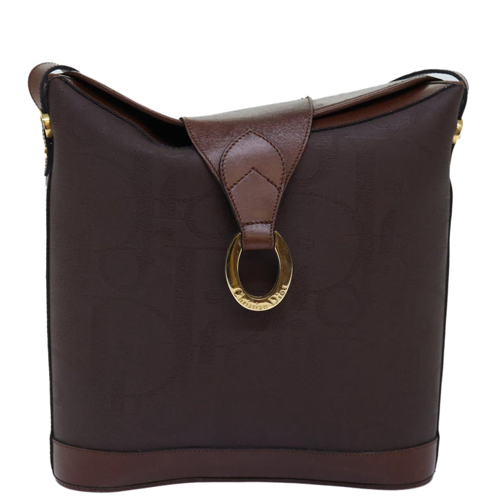 CHRISTIAN Top quality Dior Trotter Canvas Shoulder Bag PVC Brown Auth yk12486