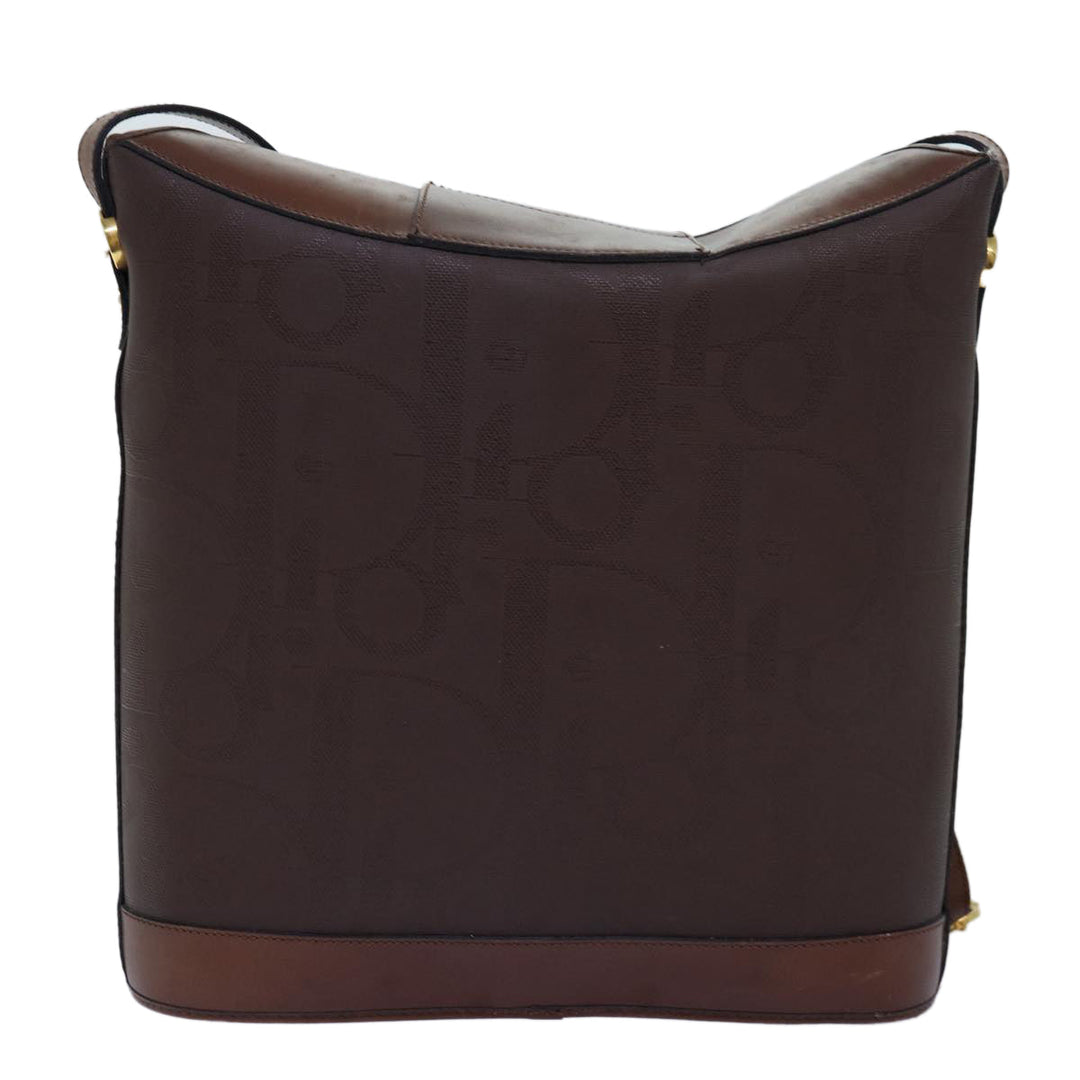CHRISTIAN Top quality Dior Trotter Canvas Shoulder Bag PVC Brown Auth yk12486
