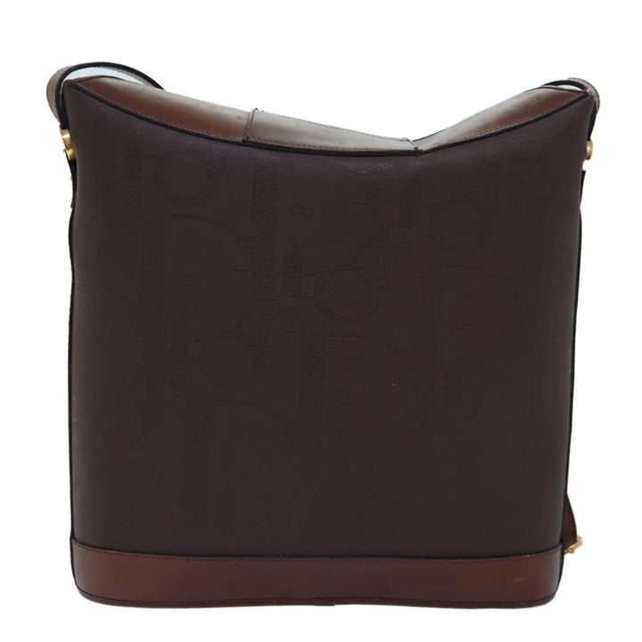CHRISTIAN Top quality Dior Trotter Canvas Shoulder Bag PVC Brown Auth yk12486