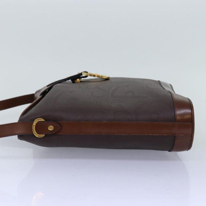 CHRISTIAN Top quality Dior Trotter Canvas Shoulder Bag PVC Brown Auth yk12486