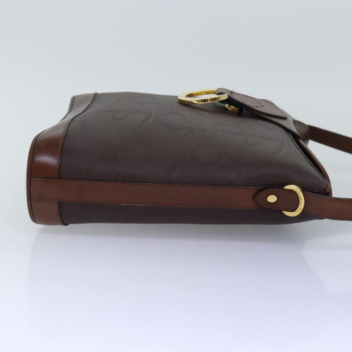 CHRISTIAN Top quality Dior Trotter Canvas Shoulder Bag PVC Brown Auth yk12486