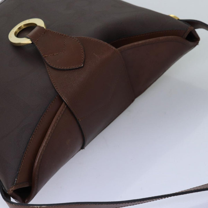 CHRISTIAN Top quality Dior Trotter Canvas Shoulder Bag PVC Brown Auth yk12486