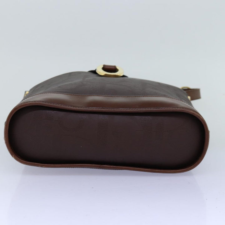 CHRISTIAN Top quality Dior Trotter Canvas Shoulder Bag PVC Brown Auth yk12486