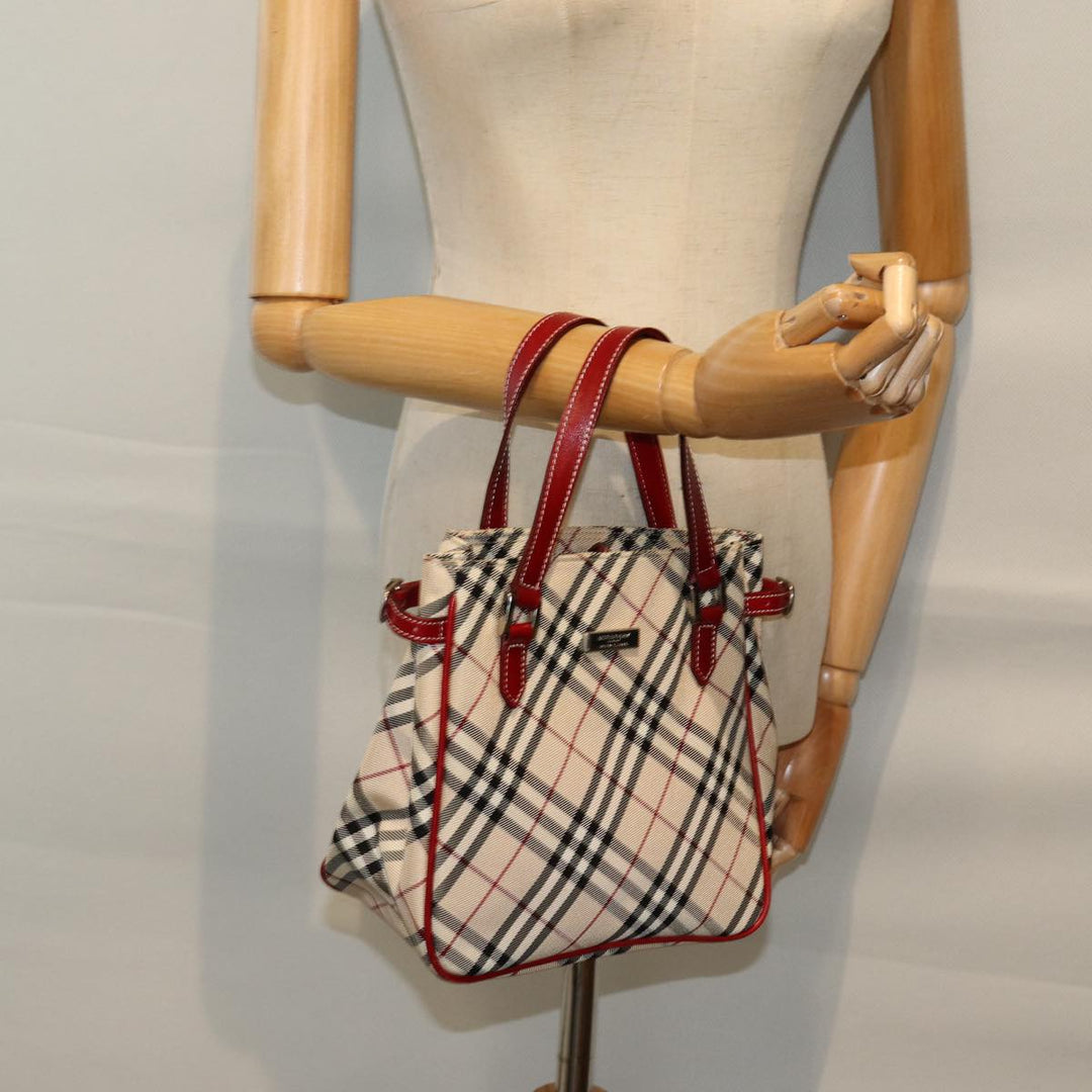 Burberry Nova Check Blue Label Hand Bag Nylon Beige Auth yk12517
