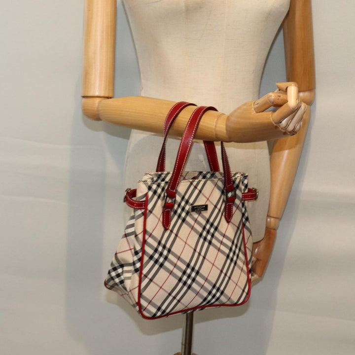Burberry Nova Check Blue Label Hand Bag Nylon Beige Auth yk12517