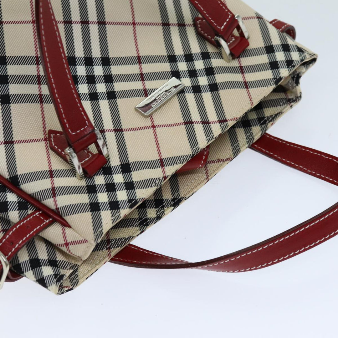 Burberry Nova Check Blue Label Hand Bag Nylon Beige Auth yk12517