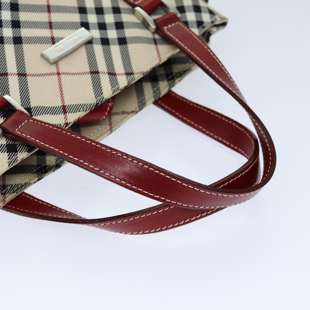 Burberry Nova Check Blue Label Hand Bag Nylon Beige Auth yk12517