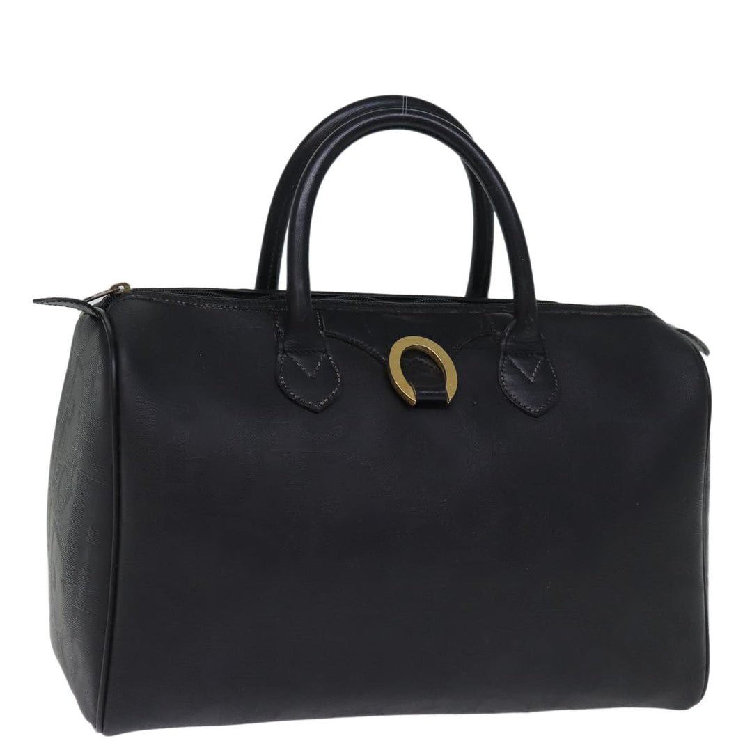 CHRISTIAN Dior Trotter Canvas Boston Bag Black Auth yk12582