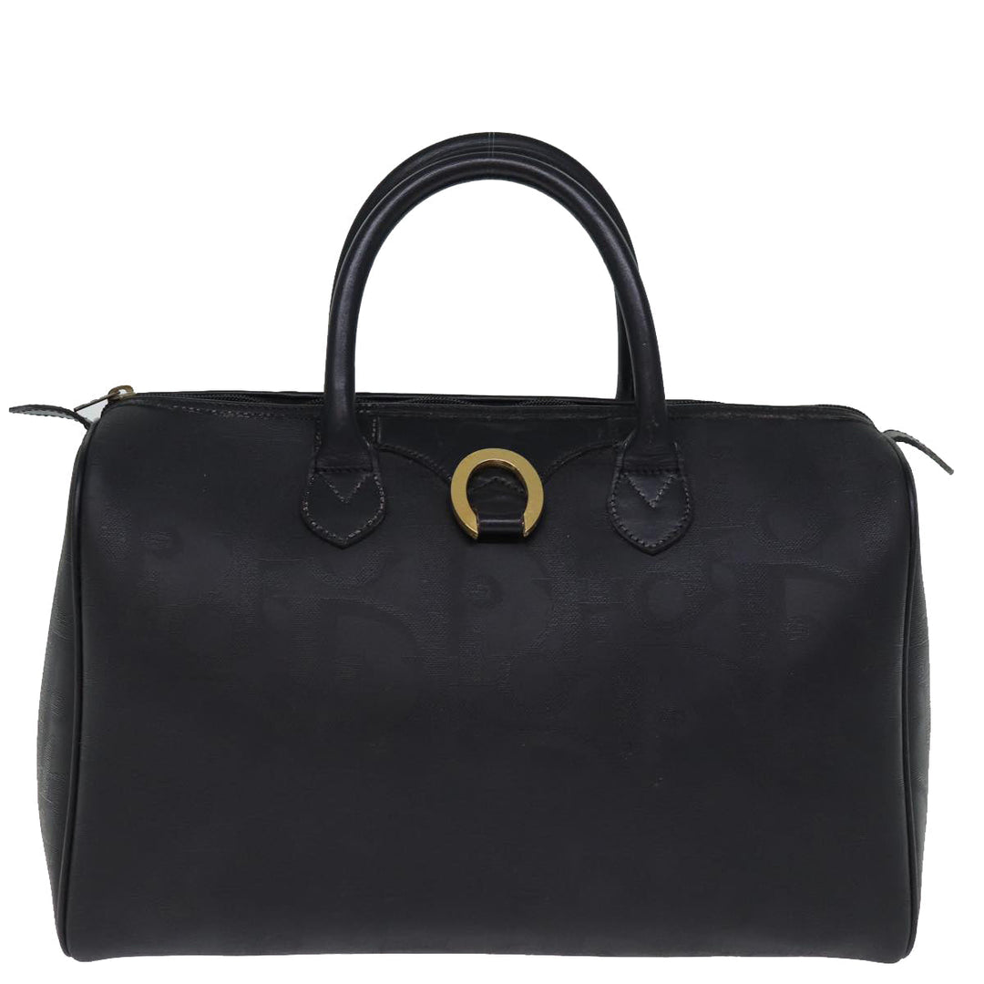 CHRISTIAN Dior Trotter Canvas Boston Bag Black Auth yk12582