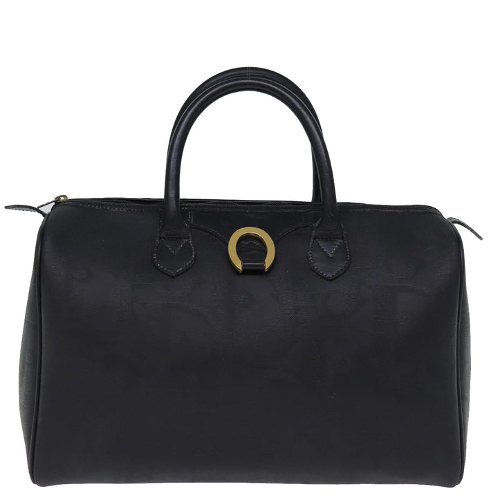 CHRISTIAN Dior Trotter Canvas Boston Bag Black Auth yk12582